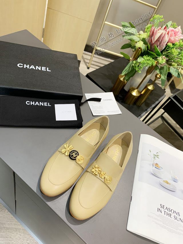 Chanel女鞋 香奈兒高版本2020早春新款單鞋 Chanel羊皮平跟女皮鞋  naq1162